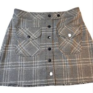 Urban Outfitters Plaid Mini Skirt w Black Snaps Large